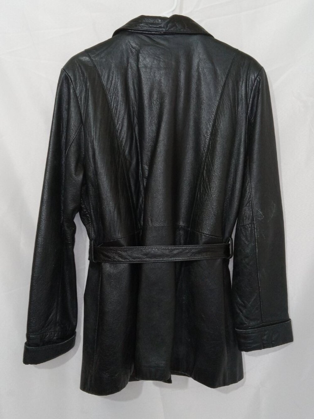 Wilsons Leather Womens L Black Leather Belted Jacket Thinsulate Liner Vintage - Picture 6 of 16